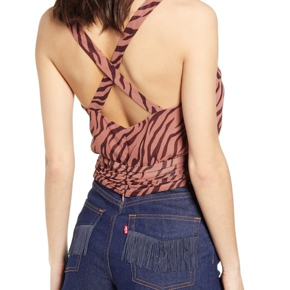 ASTR the Label Crossback Tiger Print Crop Tank Top - Picture 4 of 4